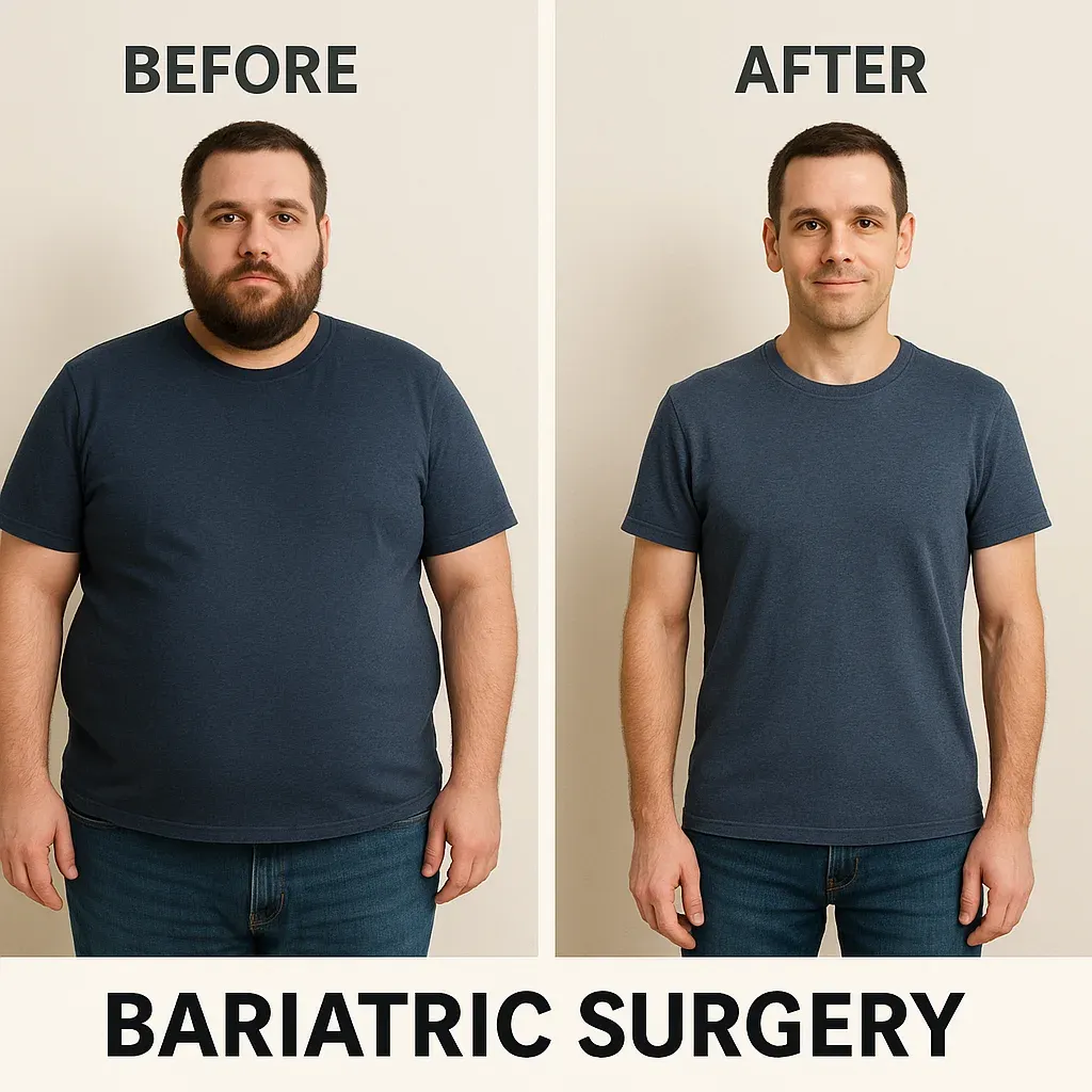 comparison of a person before and after bariatric surgery