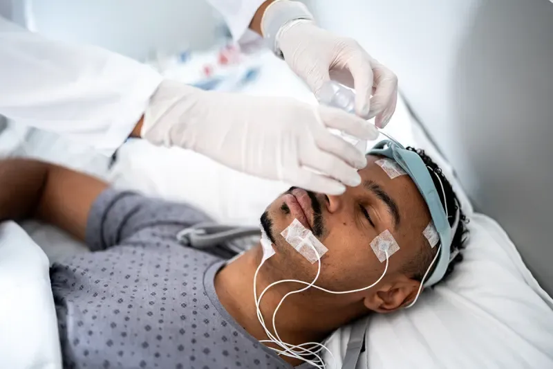 a person getting a sleep study