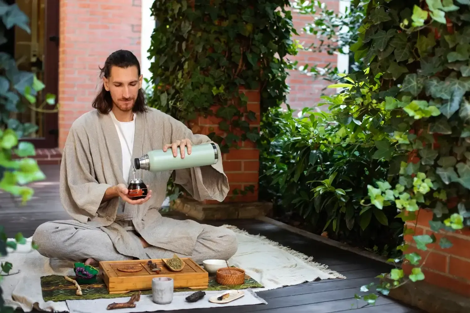 participant practicing mindfulness at a spiritual and Buddhist retreat